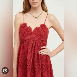 Anthropologie red lace dress